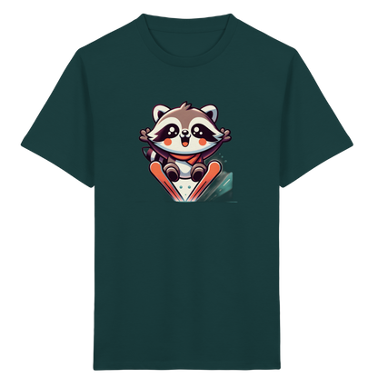 Waschbär auf Skiern – Kinder Bio-T-Shirt