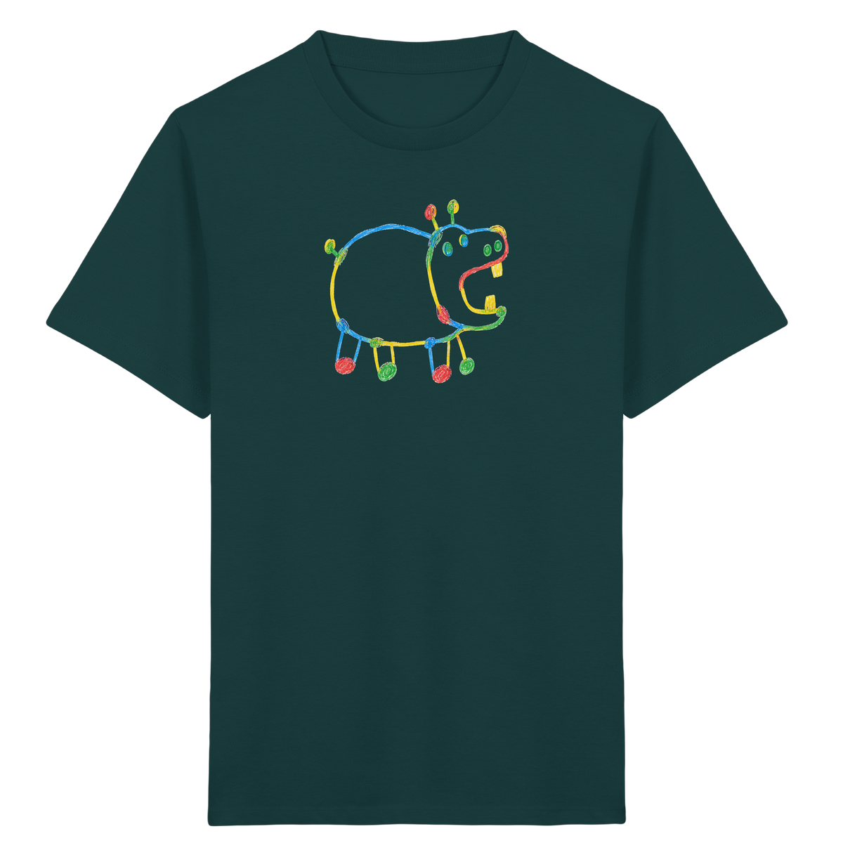 Buntes Farbpunkt Nilpferd Shirt - Kinder Bio T-Shirt