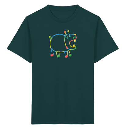 Buntes Farbpunkt Nilpferd Shirt - Kinder Bio T-Shirt
