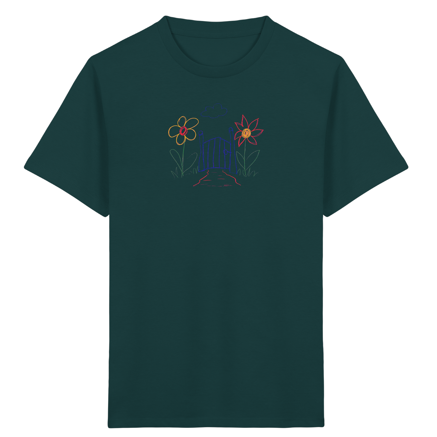 Verspieltes Kinder T-Shirt Garten Motiv - Kinder Bio T-Shirt