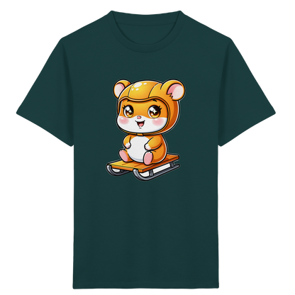 Kinder-T-Shirt mit Hamster auf einem Schlitten