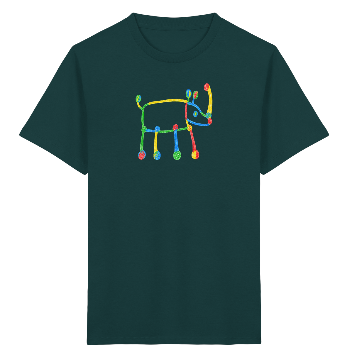 Buntes Farbpunkt Nashorn Shirt - Kinder Bio T-Shirt