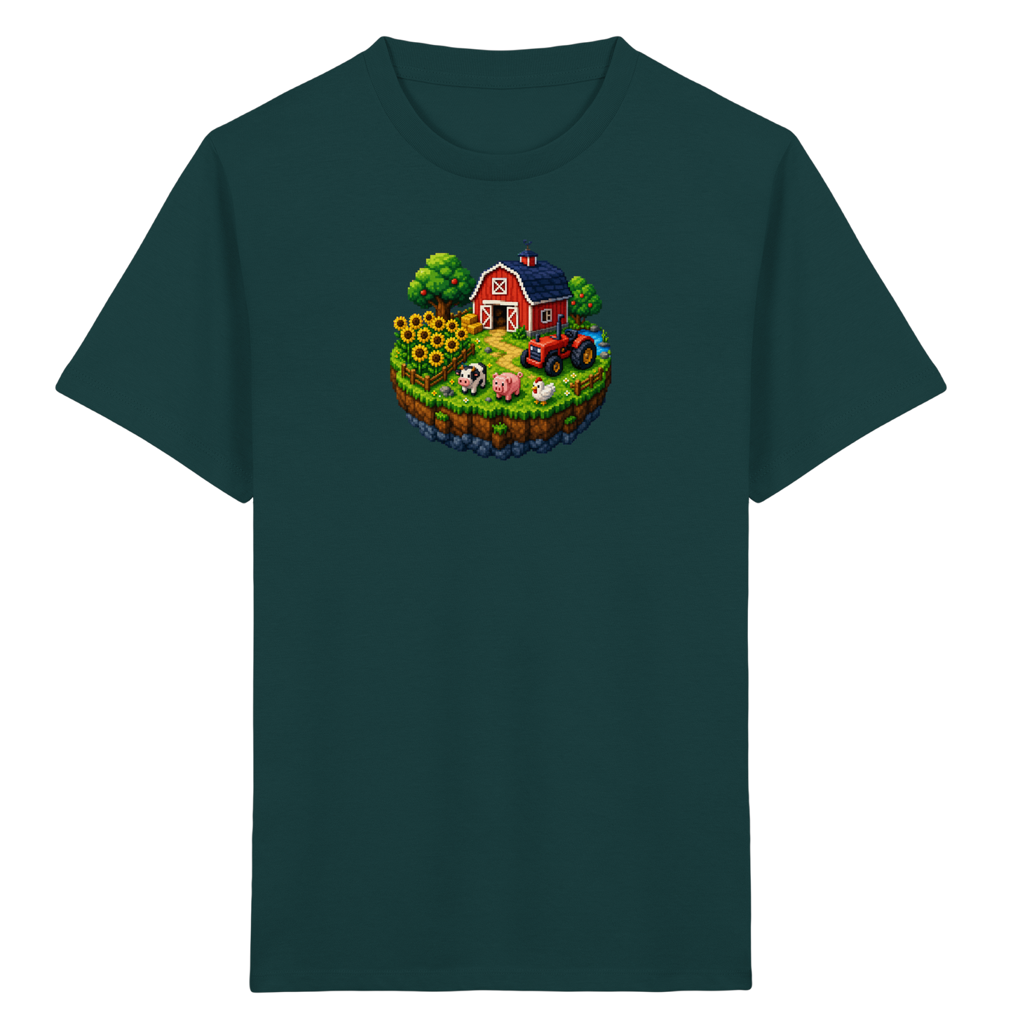 Niedliches Bauernhof Pixel-Art T-Shirt - Kinder Bio T-Shirt