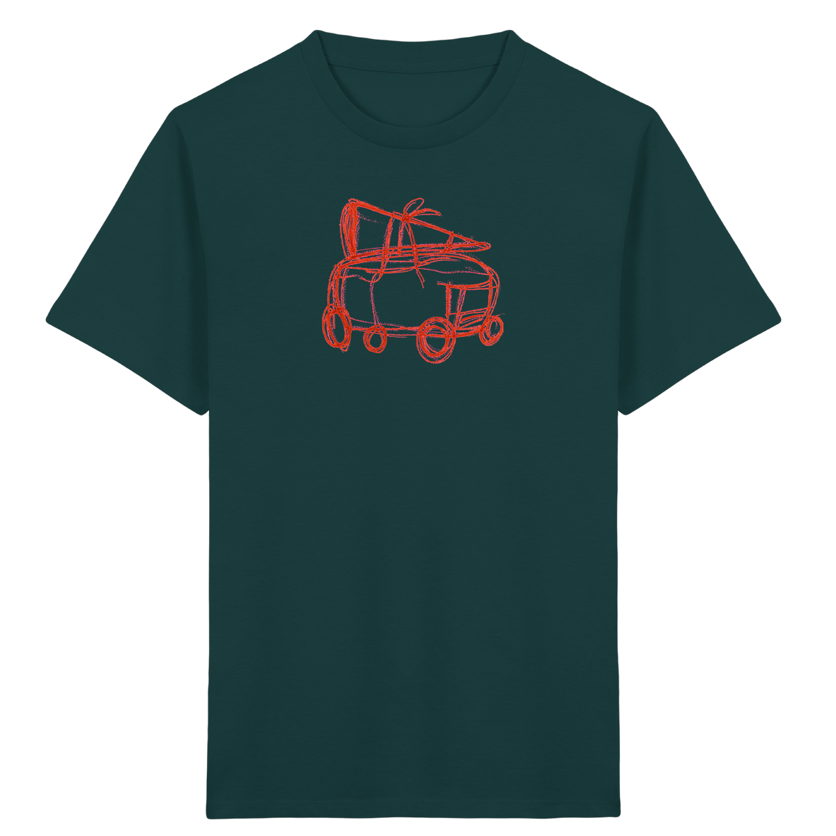Rostroter Schulbus mit Schultüte - Kinder Bio T-Shirt