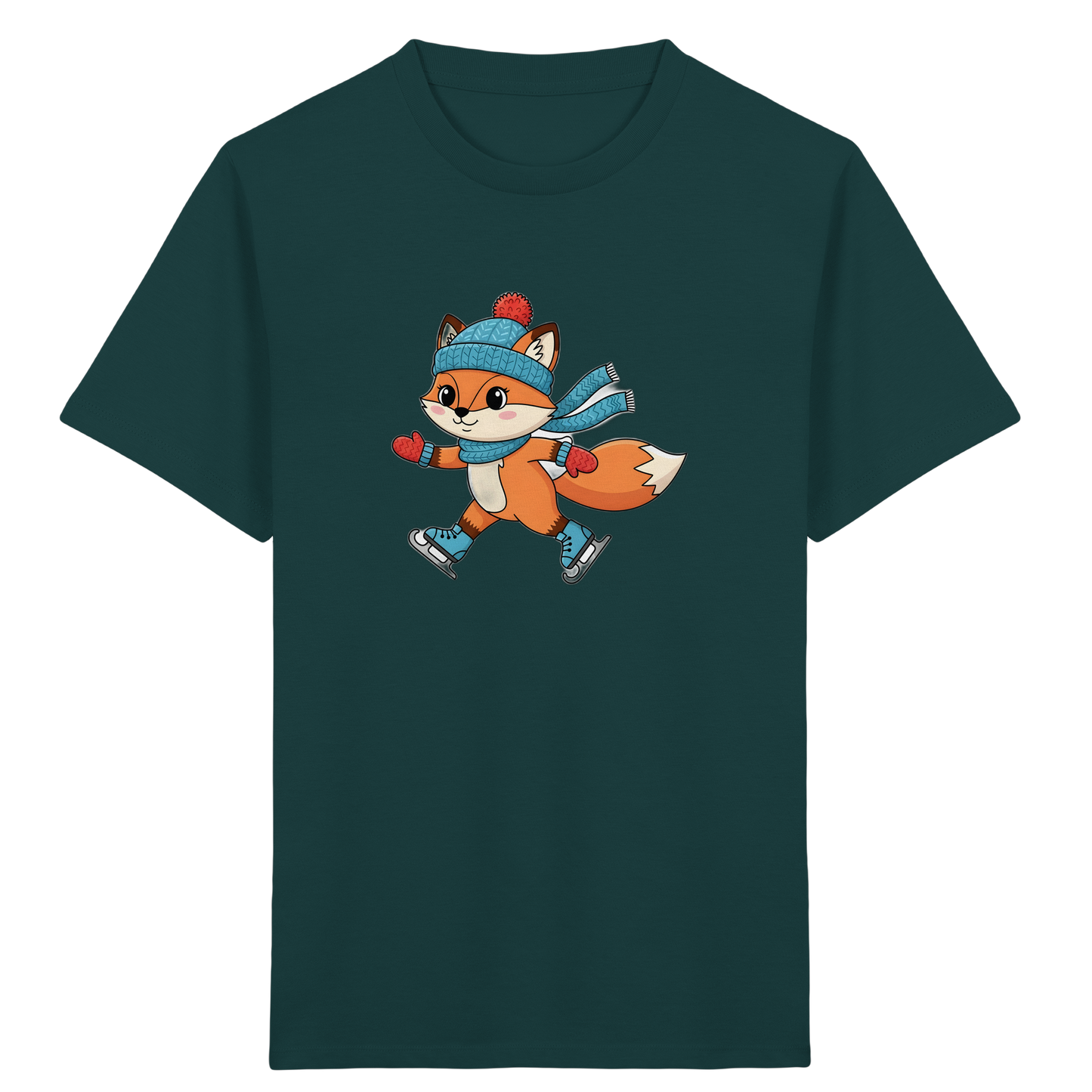 Fuchs Schlittschuhfahren: Winter-T-Shirt für Kids
