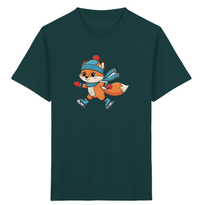 Fuchs auf Schlittschuhen – Kinder Bio-T-Shirt