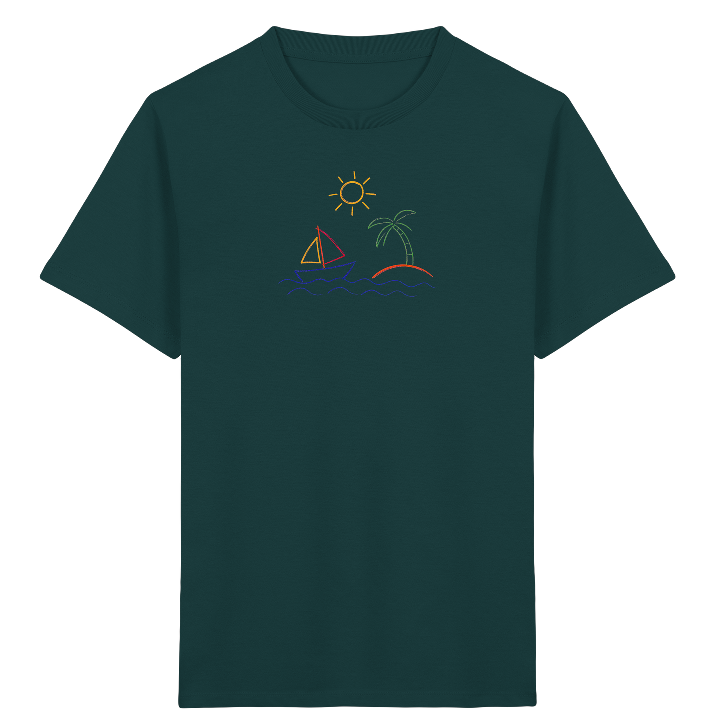 Fröhliches T-Shirt mit Segelboot Motiv - Kinder Bio T-Shirt