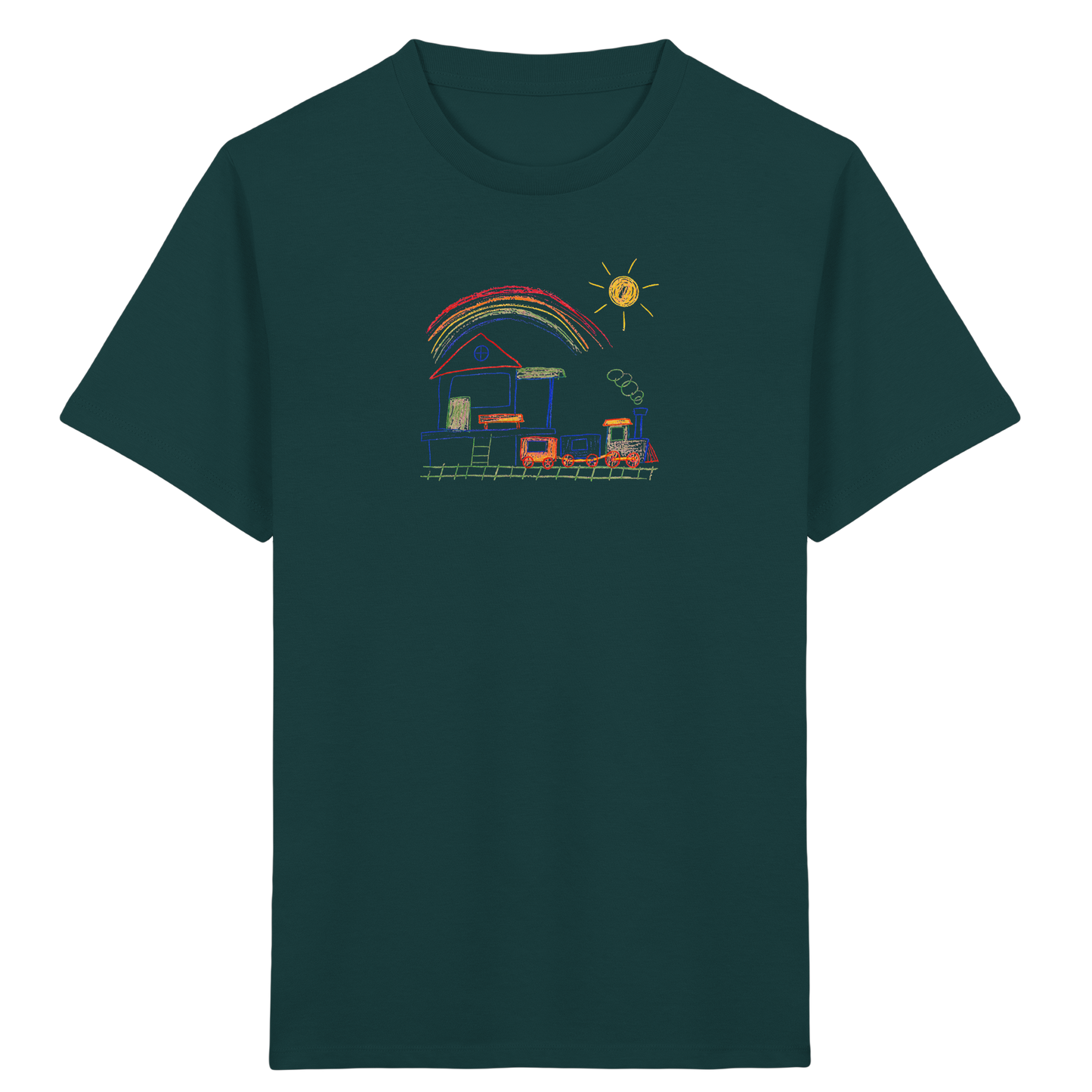 Buntes Kinder T-Shirt mit Zugmotiv - Kinder Bio T-Shirt
