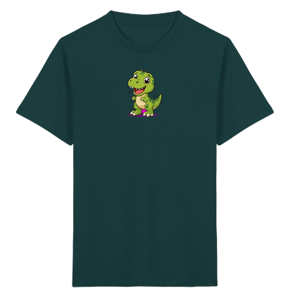 Fröhlicher Dino mit rosa Füßen Kinder T-Shirt - Kinder Bio T-Shirt