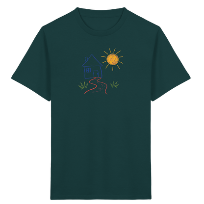 Kindershirt mit bunter Wachsmalstift Zeichnung - Kinder Bio T-Shirt