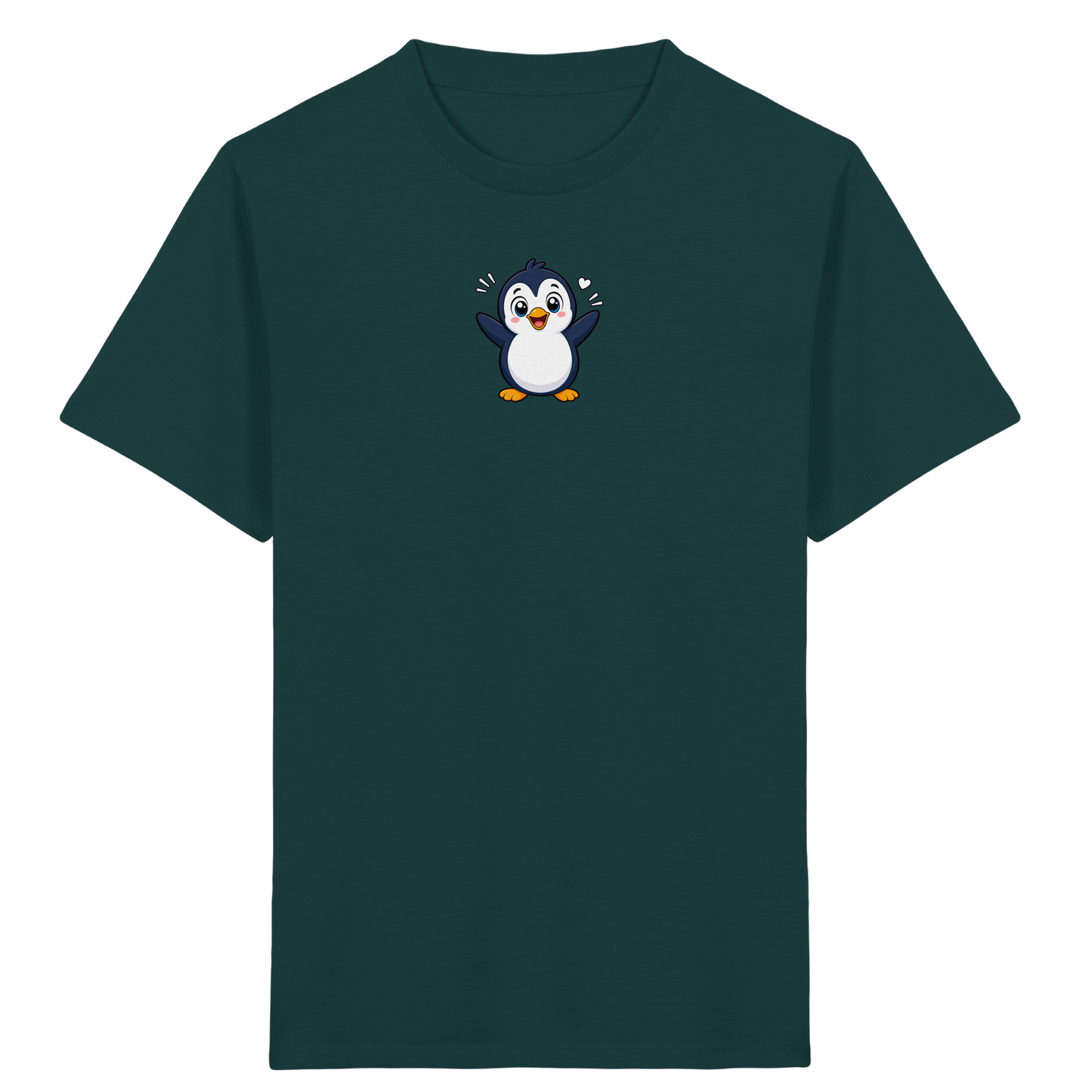 Fröhlicher Pinguin: Kinder-T-Shirt mit Herzchen - Kinder Bio T-Shirt