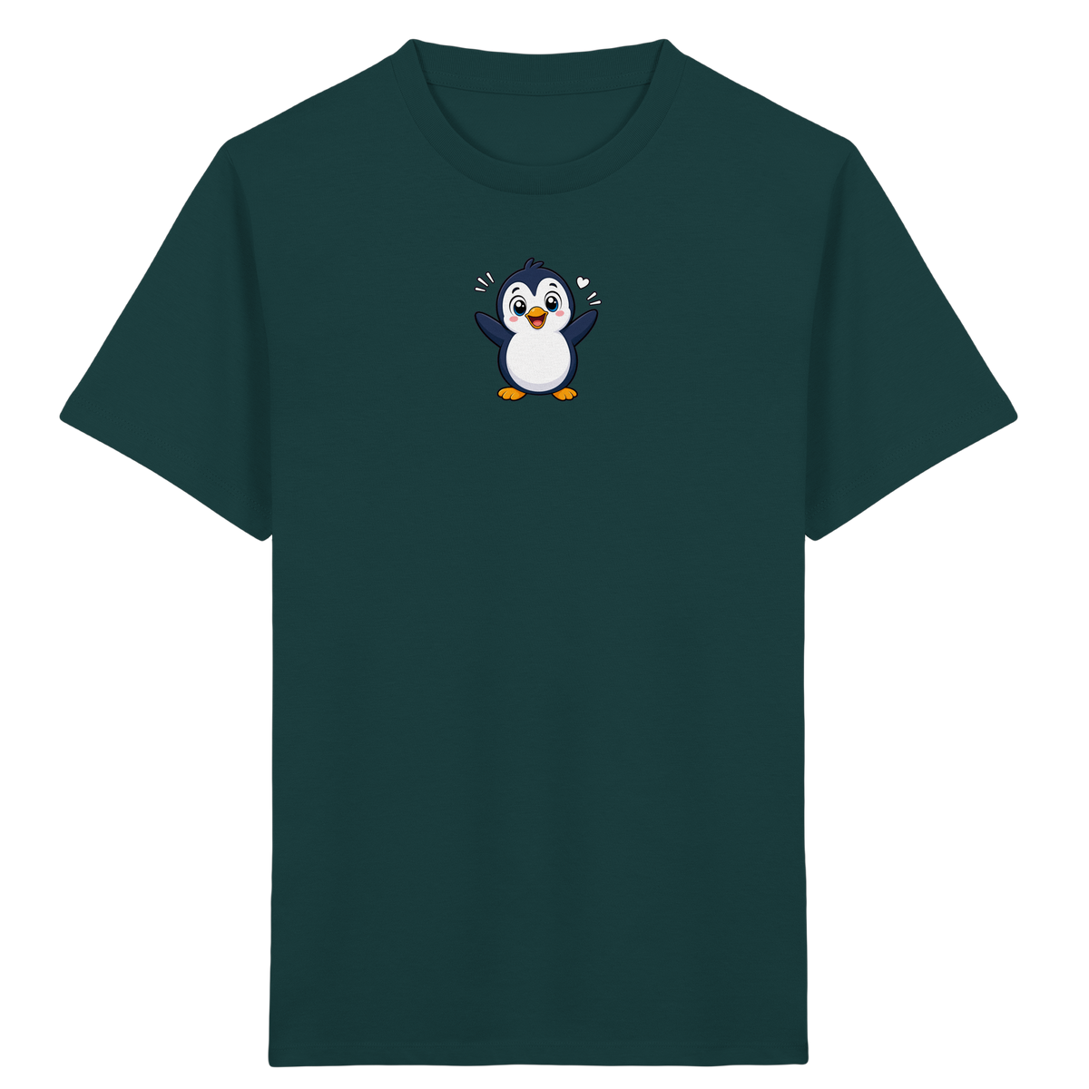 Fröhlicher Pinguin: Kinder-T-Shirt mit Herzchen - Kinder Bio T-Shirt