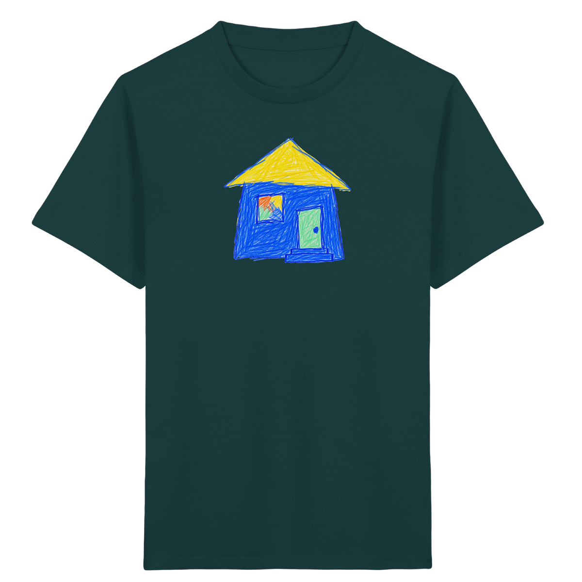 Blaues Regenbogenfenster Haus - Kinder Bio T-Shirt
