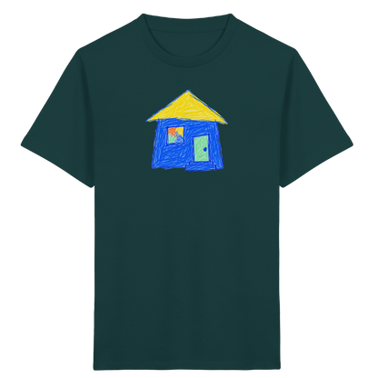 Blaues Regenbogenfenster Haus - Kinder Bio T-Shirt