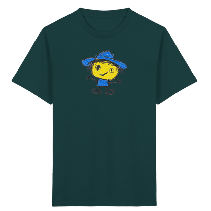 Kritzelkopf mit blauem Regenhut - Kinder Bio T-Shirt