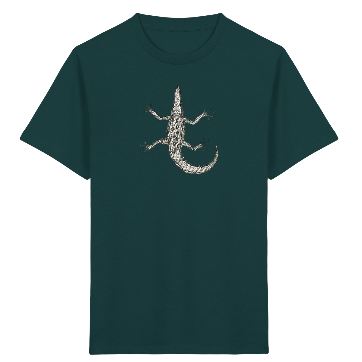 Krokodil von oben gezeichnet - Kinder Bio T-Shirt