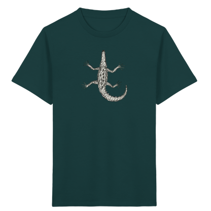 Krokodil von oben gezeichnet - Kinder Bio T-Shirt