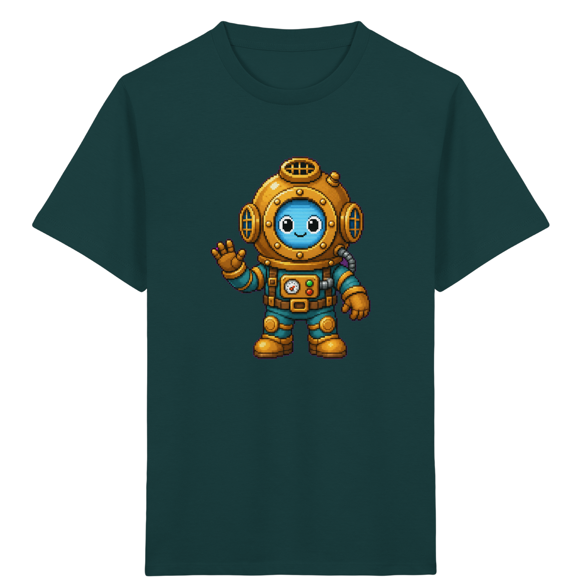 Pixel-Taucher: Goldener Helm Kinder T-Shirt - Kinder Bio T-Shirt