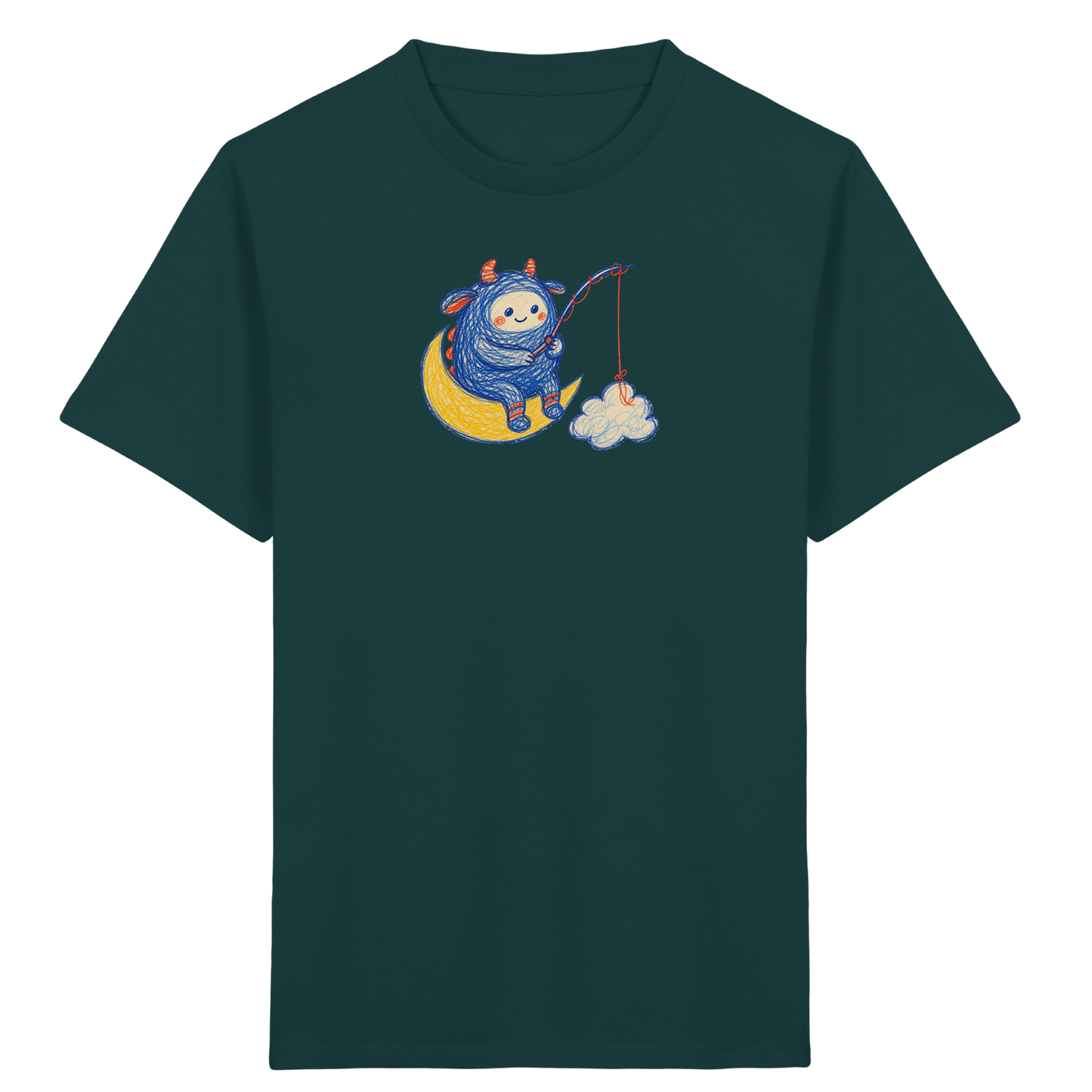 Kleiner Wolkenangler auf Mondsichel - Kinder Bio T-Shirt