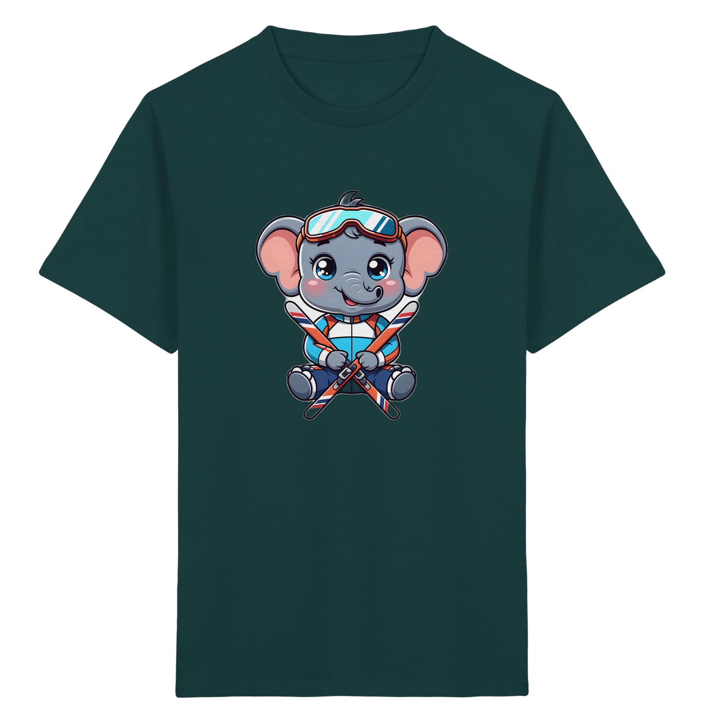 Skifahrender Elefant: Fröhliches Kinder T-Shirt