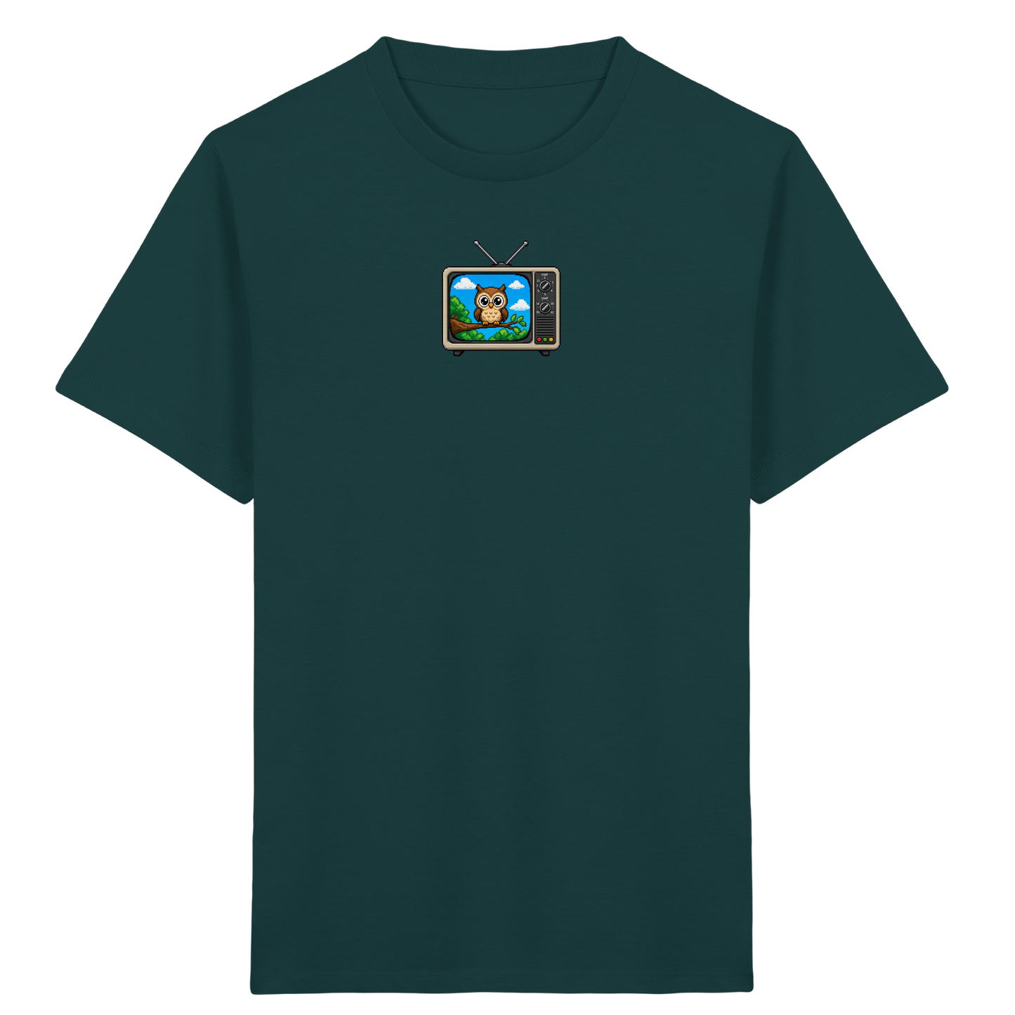 Pixel Eule im Retro-Fernseher Kinder T-Shirt - Kinder Bio T-Shirt