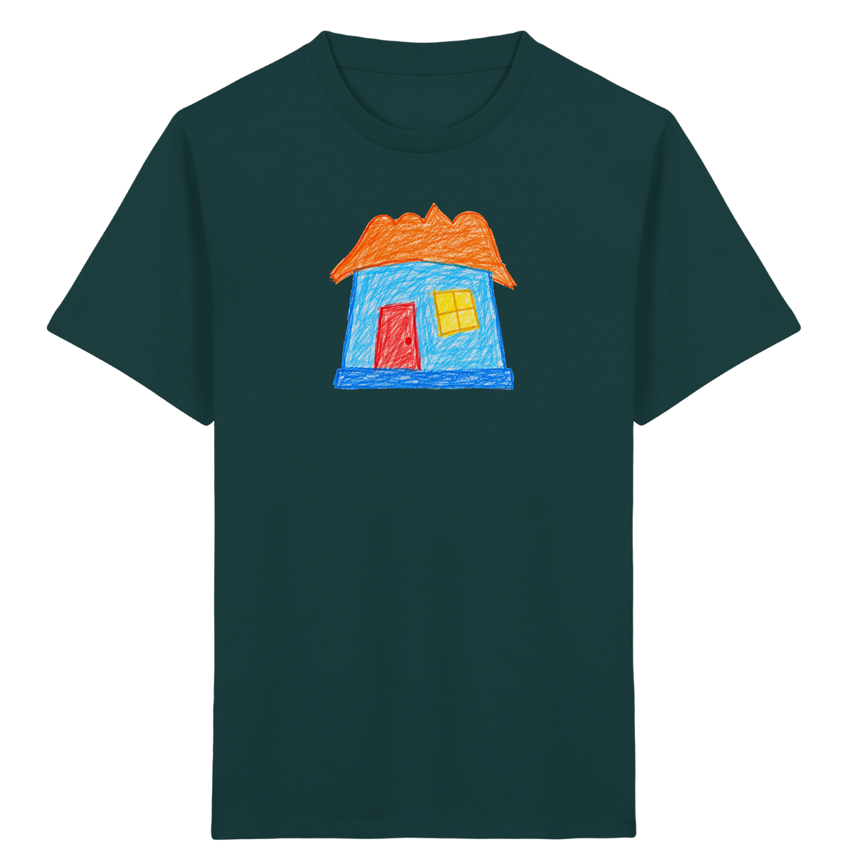 Himmelblaues Haus mit Wolkendach - Kinder Bio T-Shirt