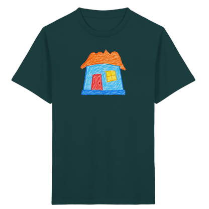 Himmelblaues Haus mit Wolkendach - Kinder Bio T-Shirt