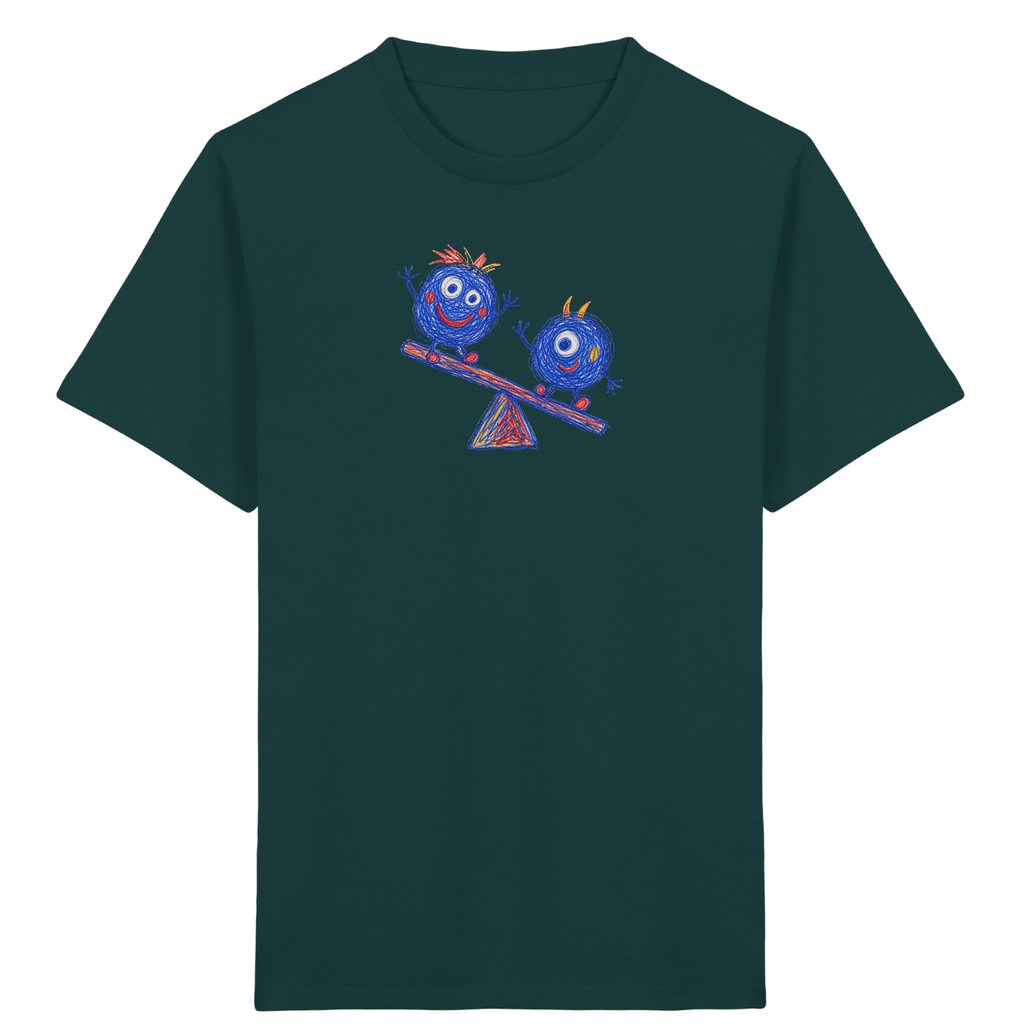 Wippenwuschel auf der Wippe - Kinder Bio T-Shirt