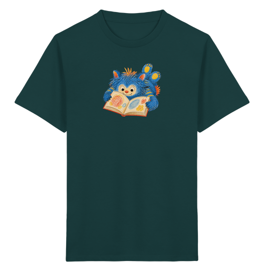 Bücherwurm Monster liest Bilderbuch - Kinder Bio T-Shirt