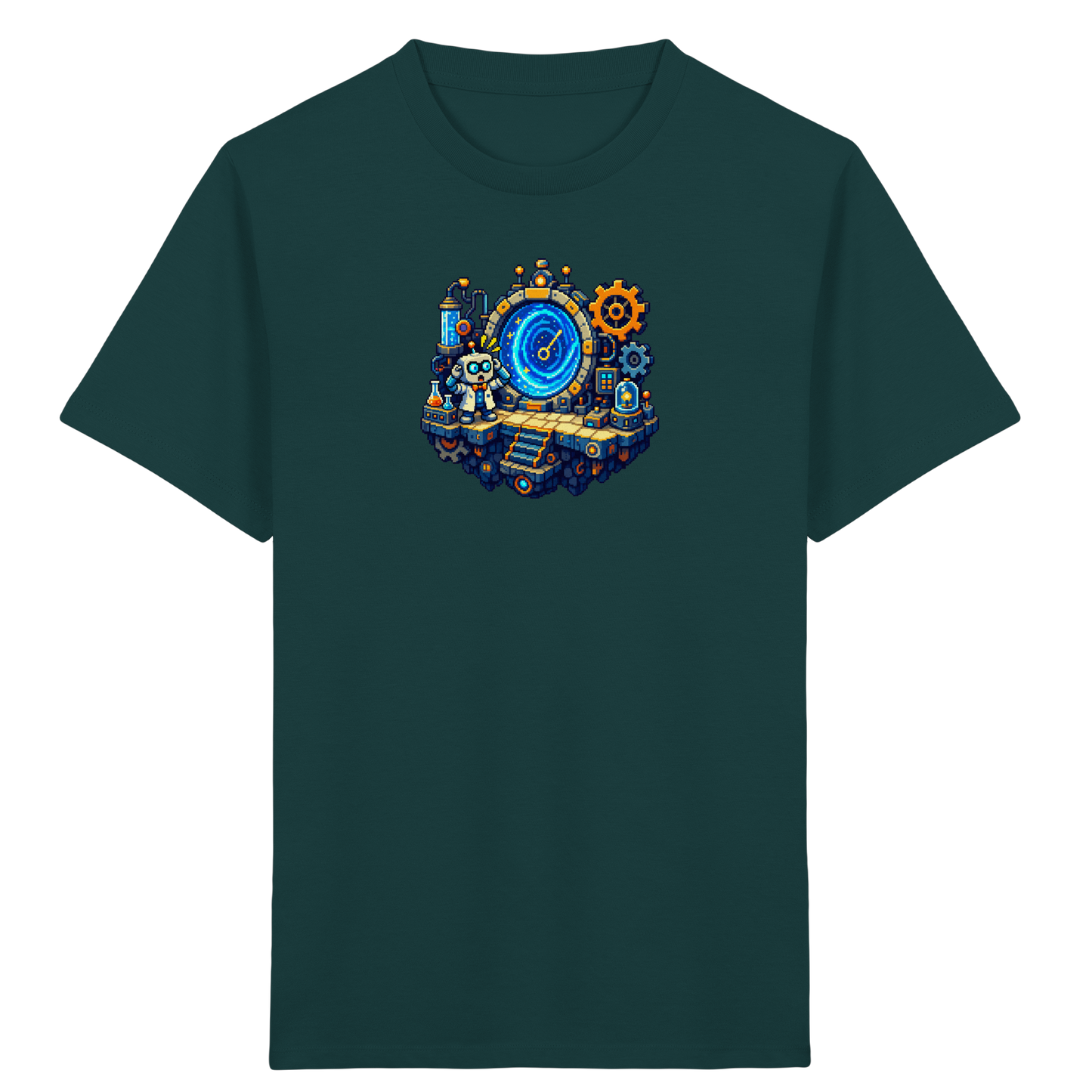 Cooles Roboter Wissenschaftler Pixel T-Shirt - Kinder Bio T-Shirt