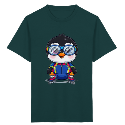 Pinguin auf Schlittschuhen – Kinder Bio-T-Shirt