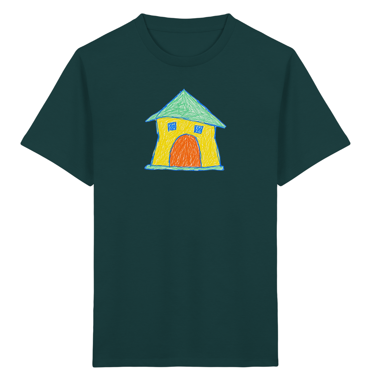 Gelbes Torhaus mit Mintdach - Kinder Bio T-Shirt