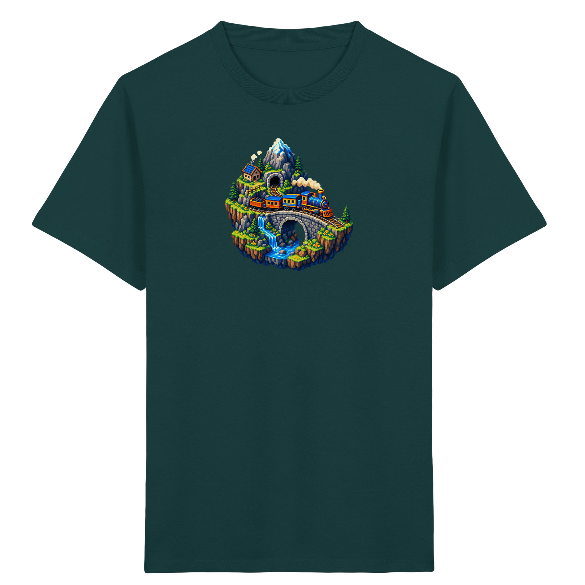 Retro Pixel Zug Abenteuer Shirt - Kinder Bio T-Shirt