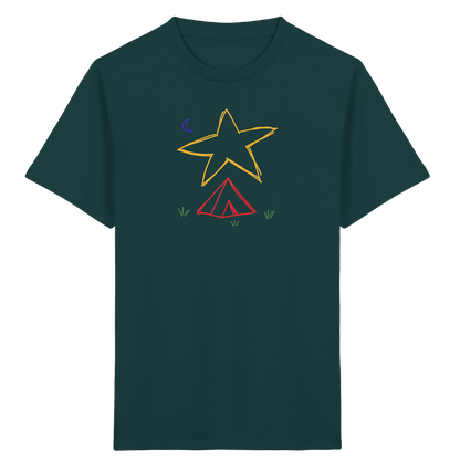 Abenteuerliches Zelt unter Sternenhimmel T-Shirt - Kinder Bio T-Shirt