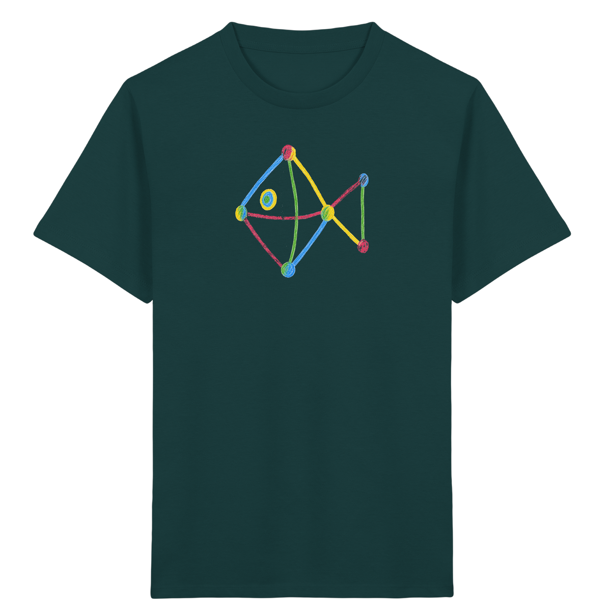 Farbpunkt Fisch Kinderzeichnung - Kinder Bio T-Shirt