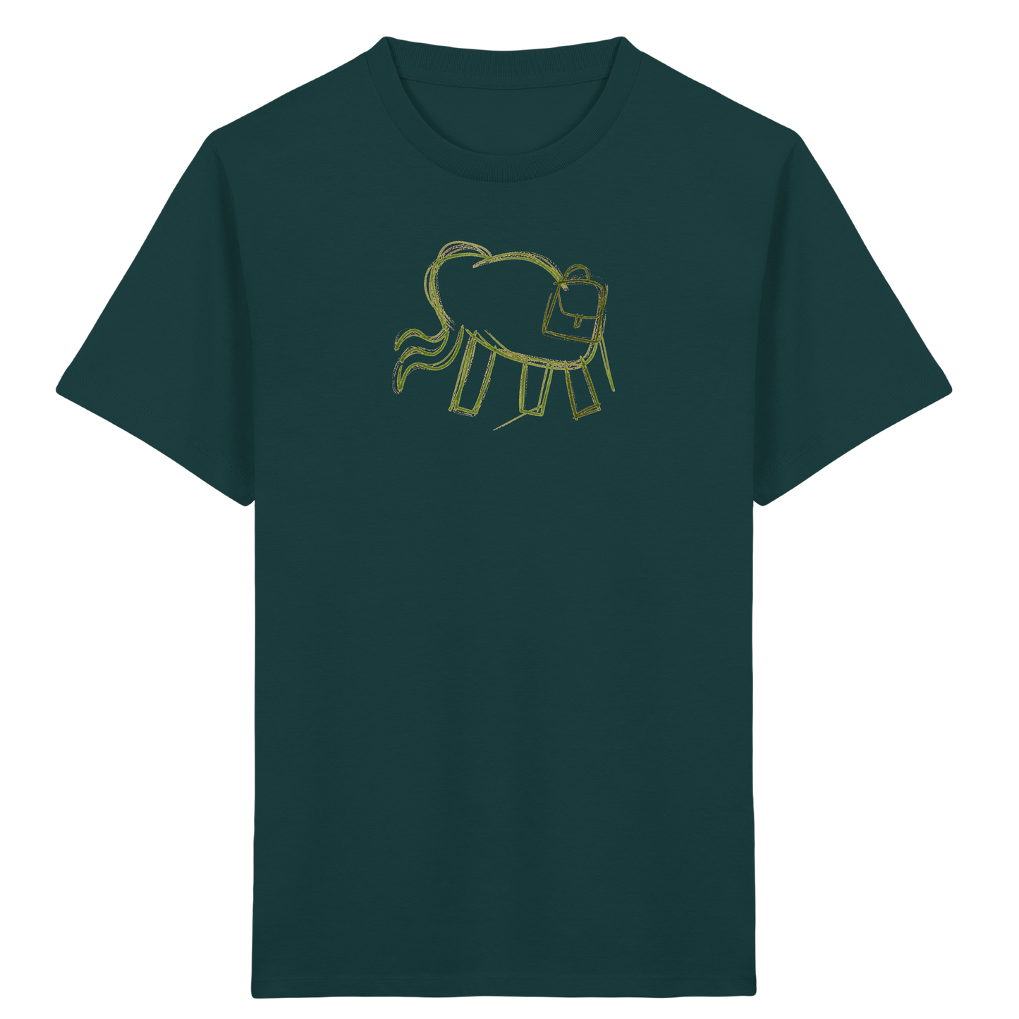 Grüner Wackelelefant mit Ranzen - Kinder Bio T-Shirt