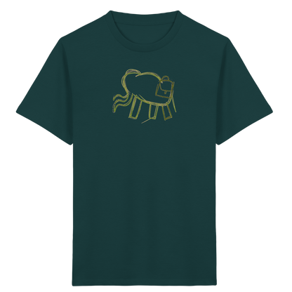 Grüner Wackelelefant mit Ranzen - Kinder Bio T-Shirt