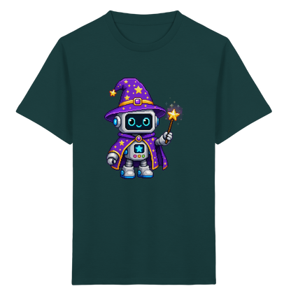 Pixel Roboter Zauberer T-Shirt: Magischer Spaß - Kinder Bio T-Shirt