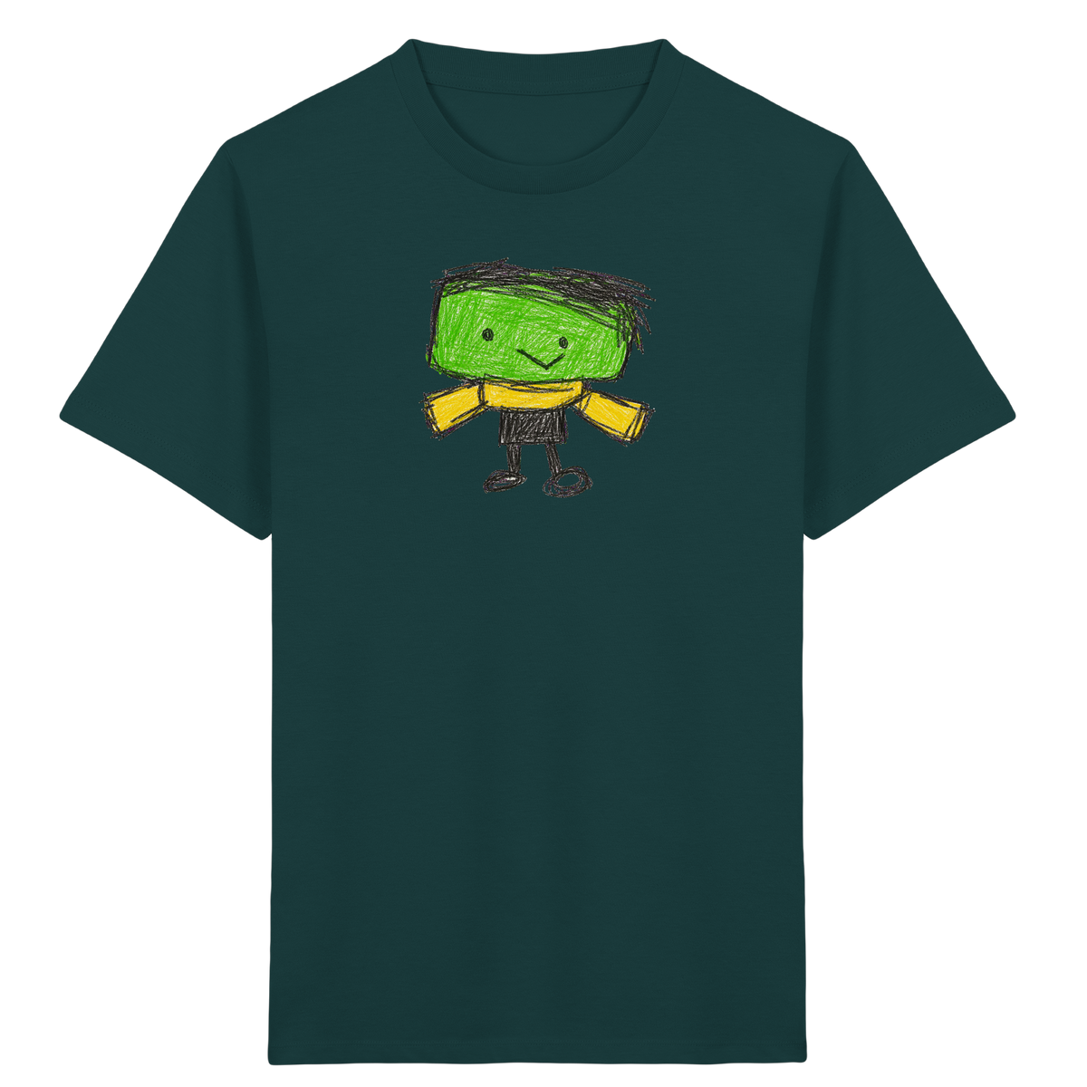 Kritzelkopf mit gelbem Schal - Kinder Bio T-Shirt