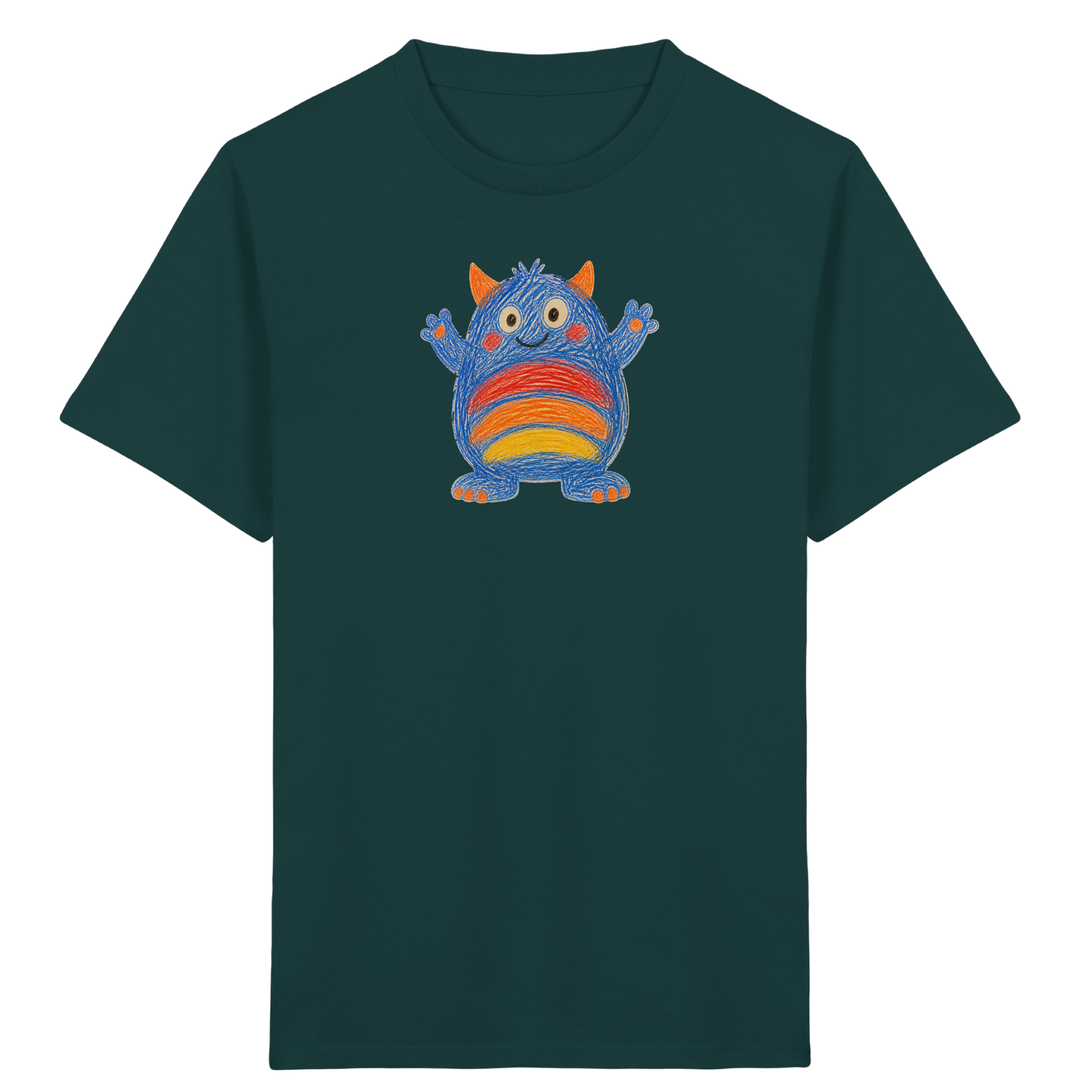 Regenbogenbauch Monster T-Shirt - Kinder Bio T-Shirt