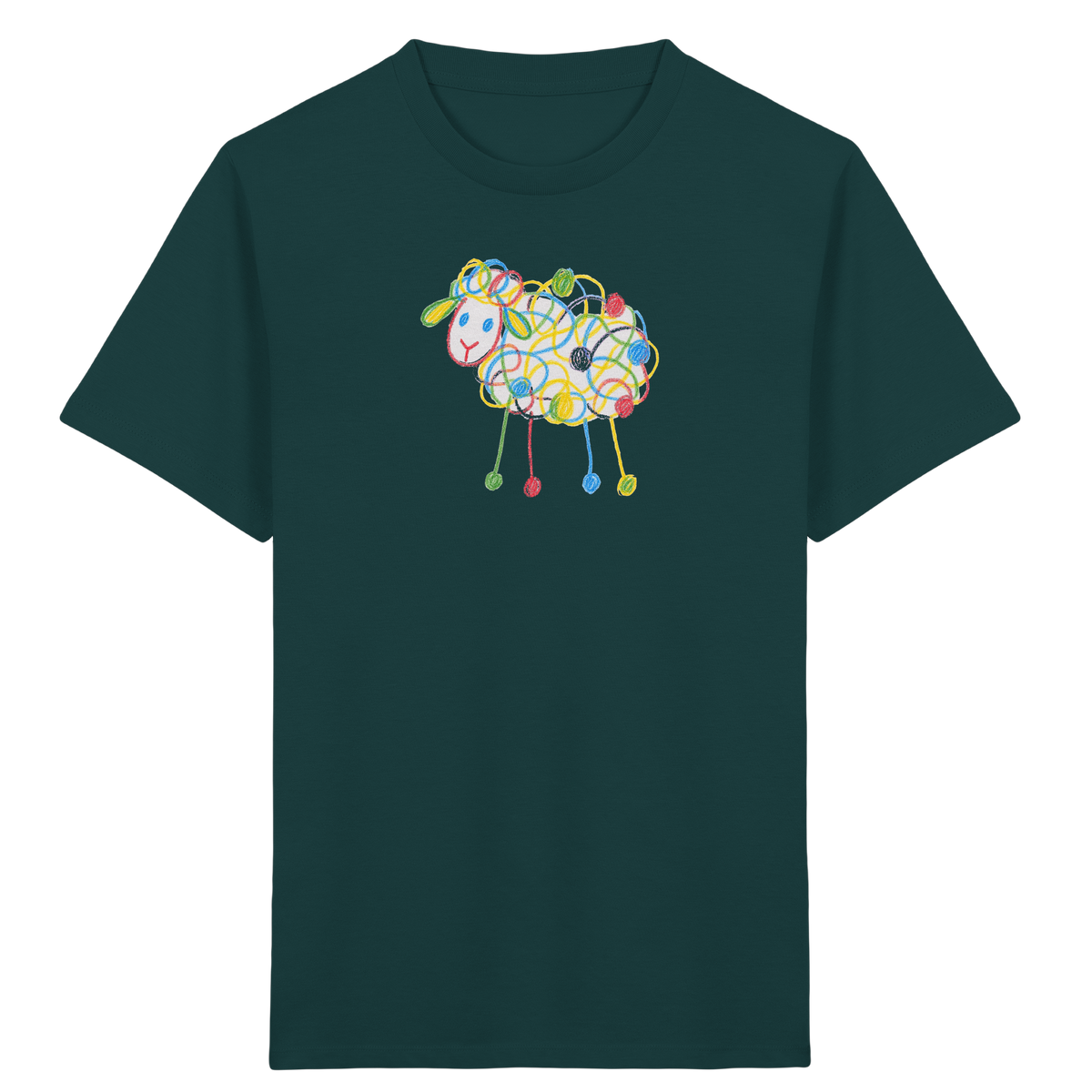 Buntes Farbpunkt-Schaf Shirt - Kinder Bio T-Shirt