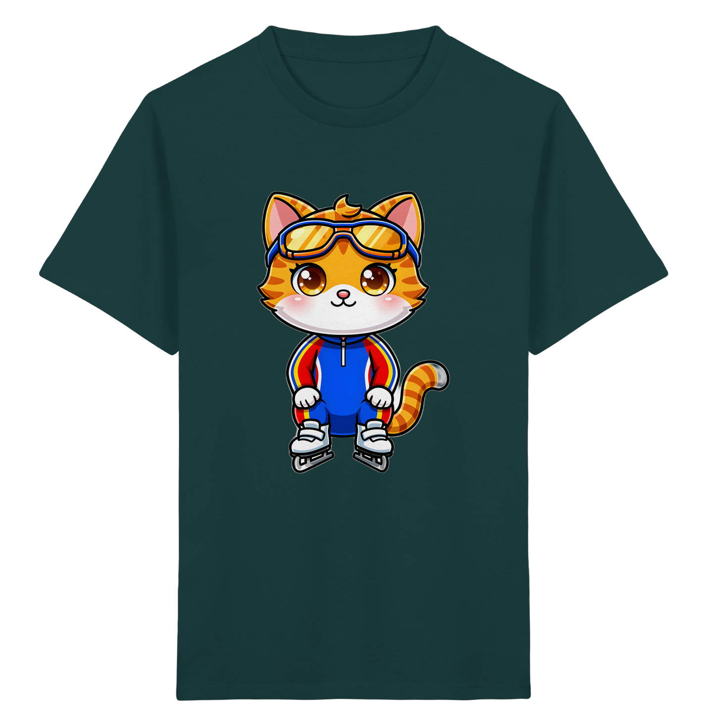 Katze auf Schlittschuhen: Sportliches Kinder-T-Shirt