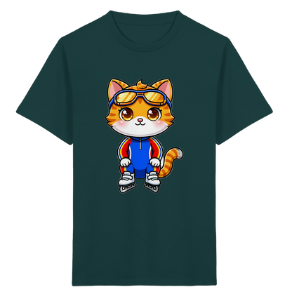 Kinder-T-Shirt mit Katze auf Schlittschuhen