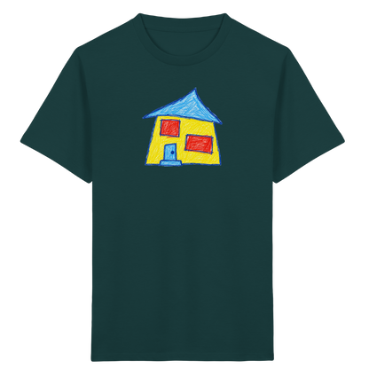Gelbes Haus mit Doppelfenstern - Kinder Bio T-Shirt