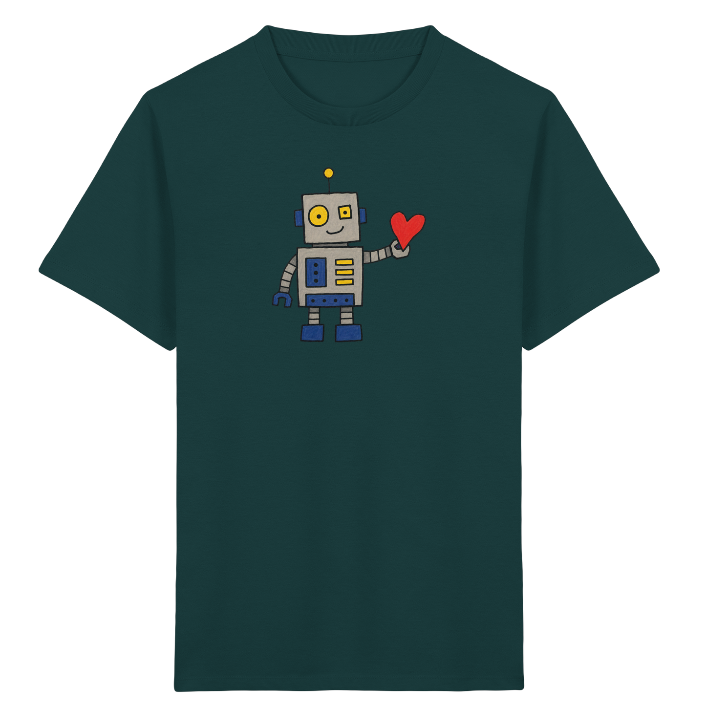 Verspieltes Roboter T-Shirt mit Herz - Kinder Bio T-Shirt