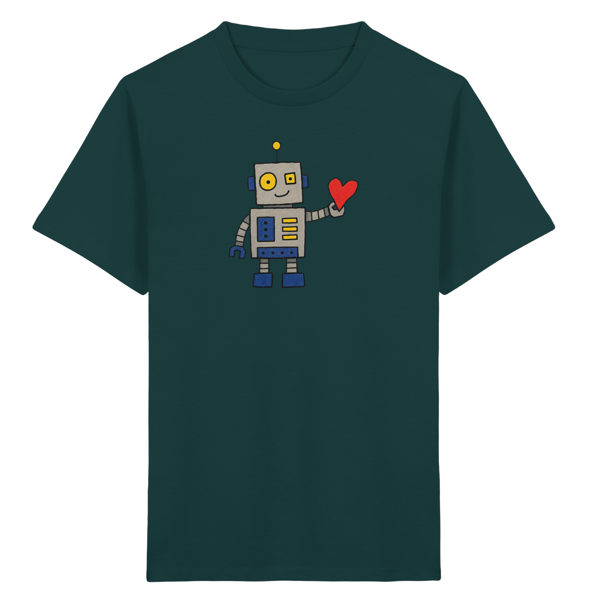 Verspieltes Roboter T-Shirt mit Herz - Kinder Bio T-Shirt
