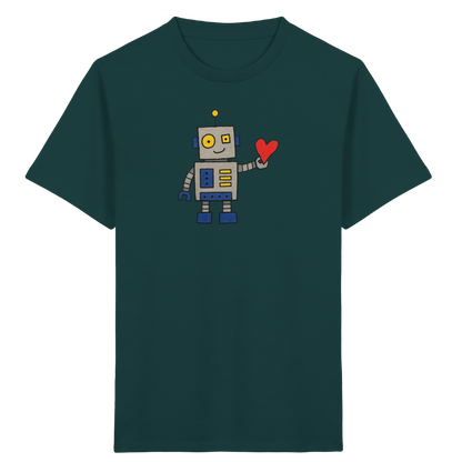 Verspieltes Roboter T-Shirt mit Herz - Kinder Bio T-Shirt