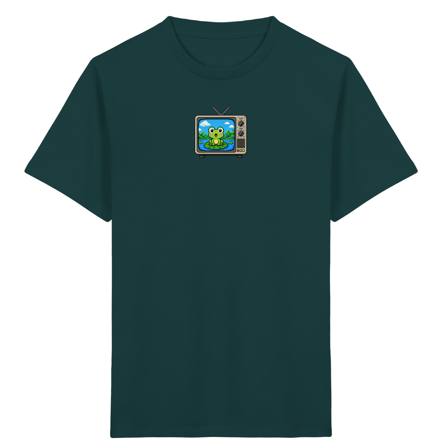 Pixel Frosch im Retro Fernseher - Kinder Bio T-Shirt
