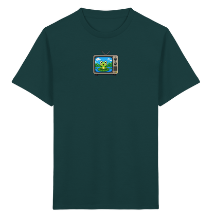 Pixel Frosch im Retro Fernseher - Kinder Bio T-Shirt