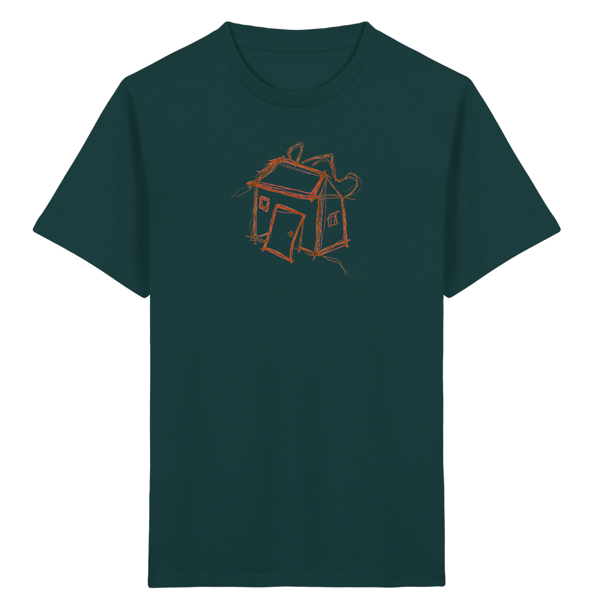Kakaobraunes Ranzenhaus Motiv - Kinder Bio T-Shirt